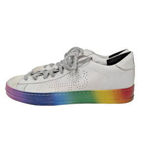 P448 Jack Pride Womens W12 M10 EU 43 Shoes White Rainbow Sole Lace Up Low Top